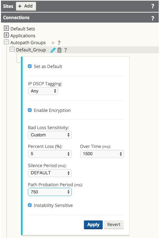 Image showing default group settings.