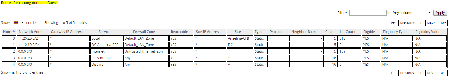 Image showing flows for a routing domain