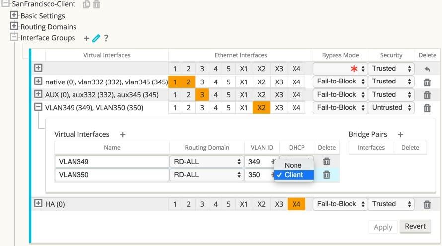 Image showing how to enable DHCP for a virtual interface.