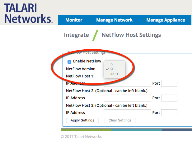 Image showing how to enable netflow