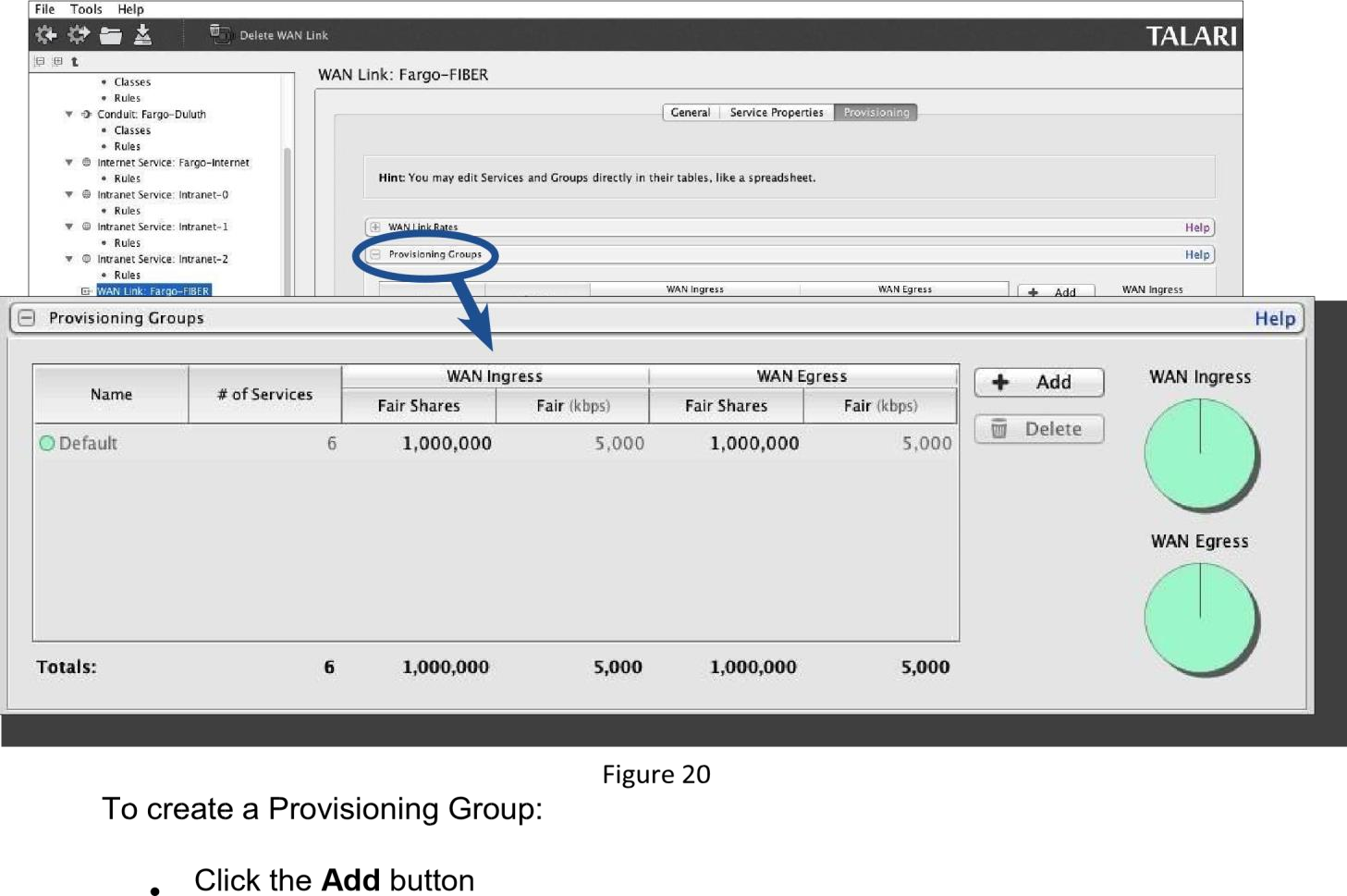 Image showing the provisioning groups screen.