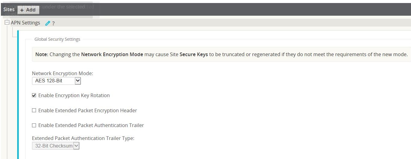 Image showing the global security settings page.