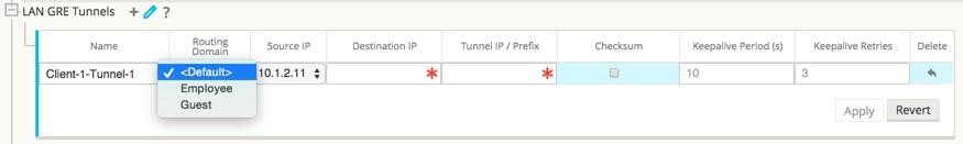 Image showing how to configure a LAN GRE Tunnel