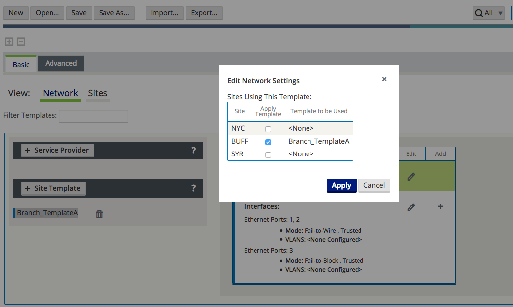 Image showing the edit network settings screen