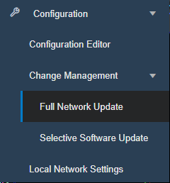 Image showing where the full network update is on the menu