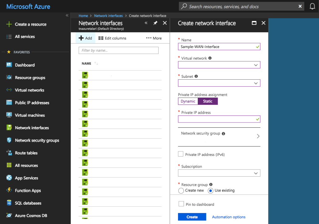 Create a Network Interface Create a Network Interface