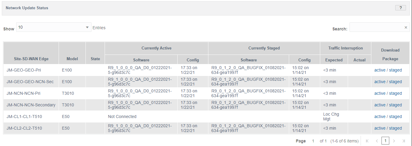 Image showing the active/staged status