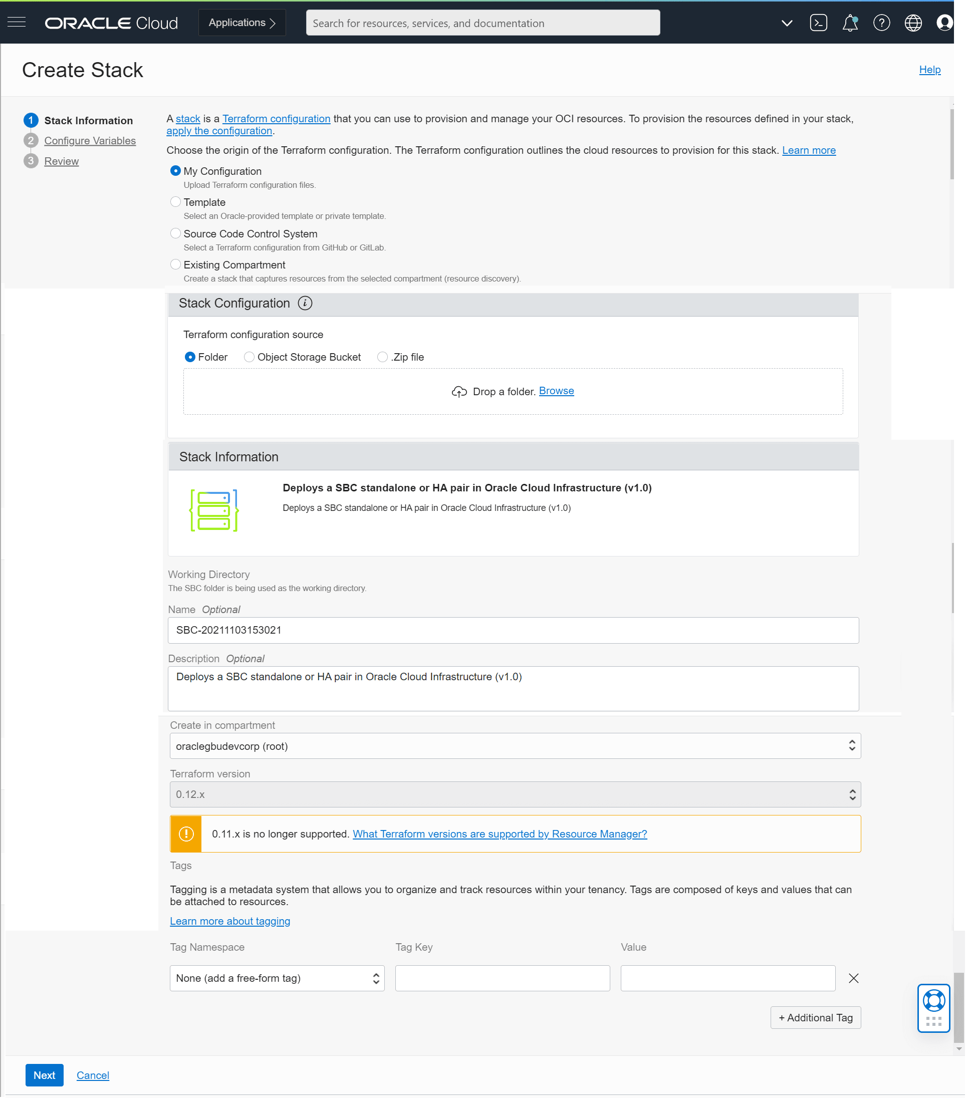 SBCStackInfo