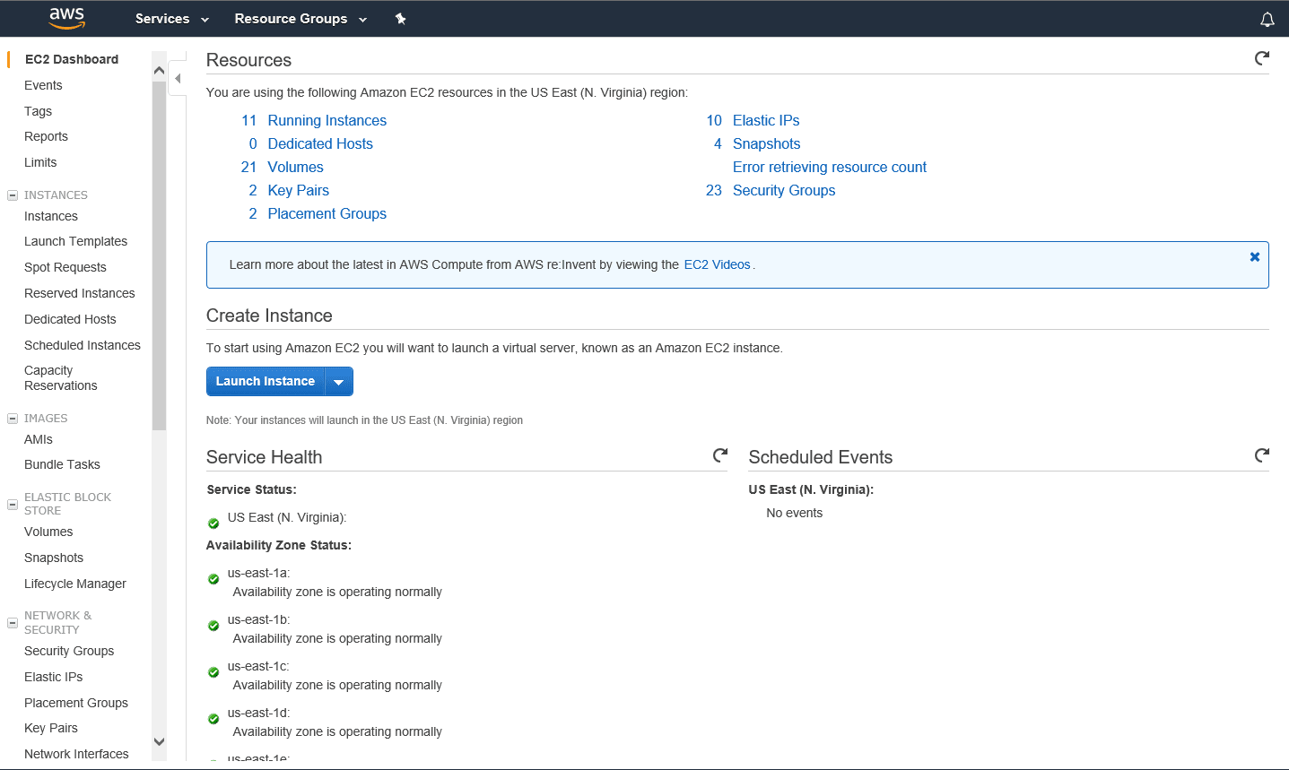 This image depicts the AWS Create Instance dialog.