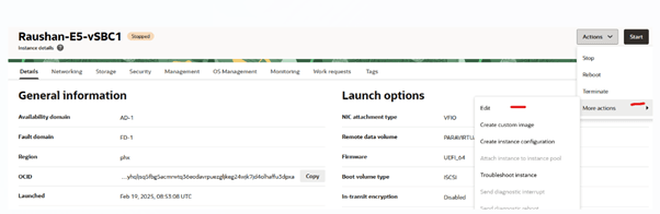 OCI dialog - General Information 2