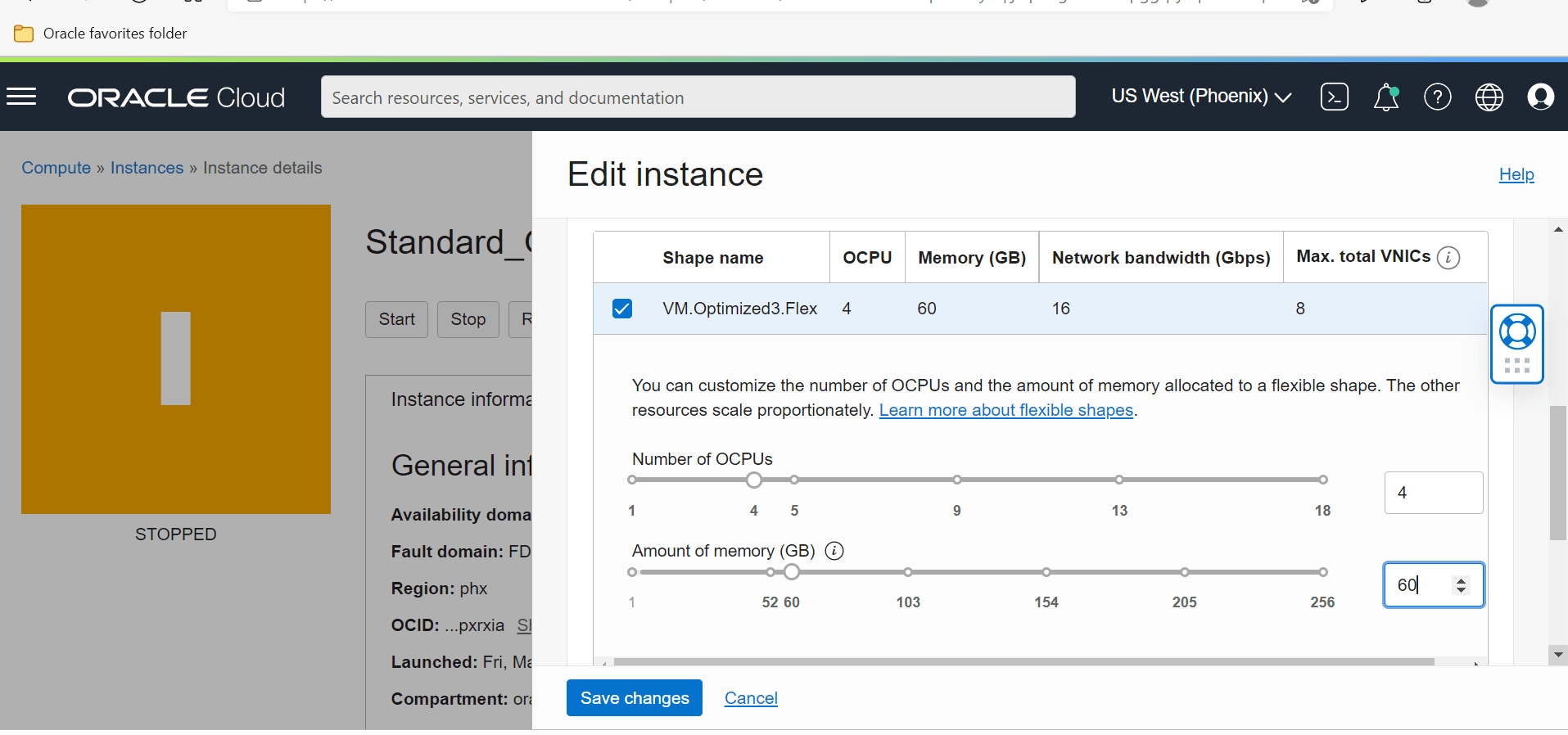 This image shows where you select OCI machine criteria.