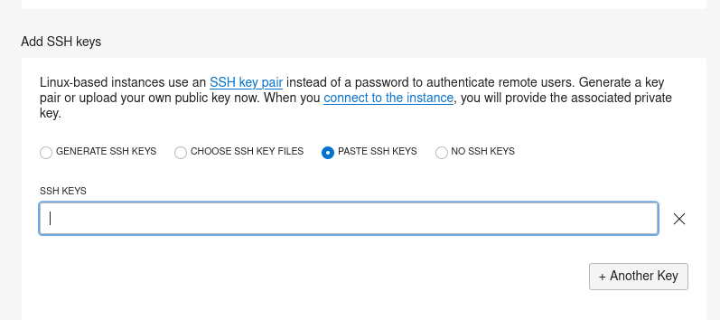 Add SSH Keys dialog