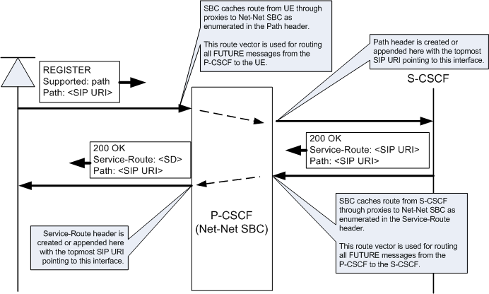 Depicts UE registrations via P-CSCF.