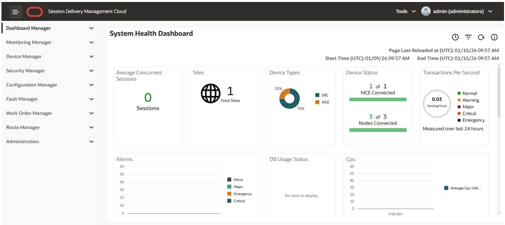 This screenshot shows an example of the dashboard slider menu.