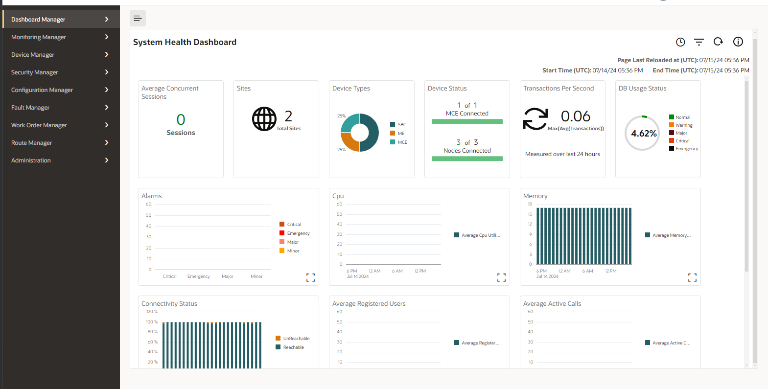 This screenshot shows an example of the dashboard slider menu.