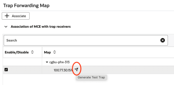 This screenshot shows the generate test trap icon.