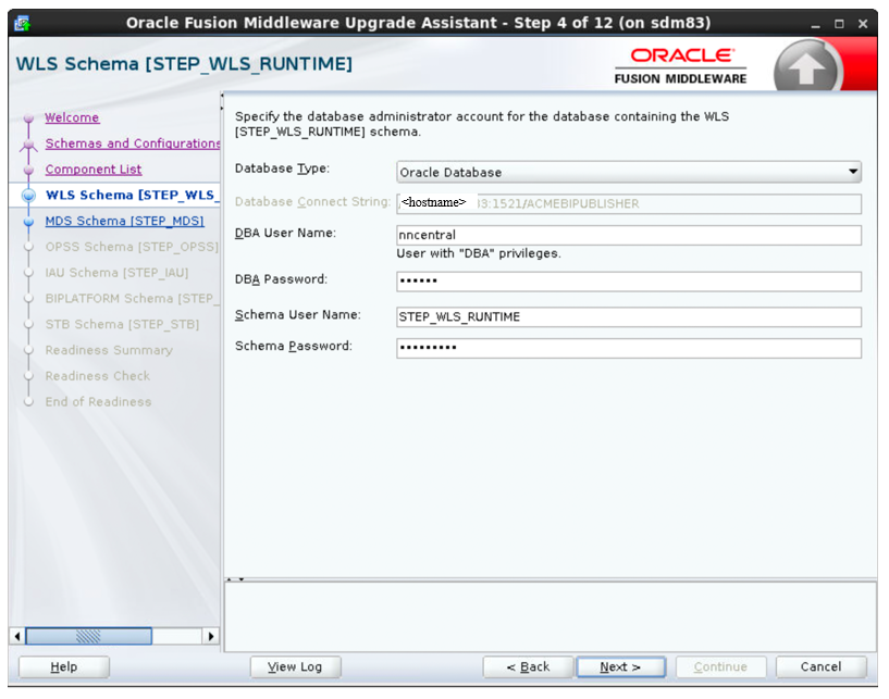 Component- WLS Schema (STEP_WLS_RUNTIME)