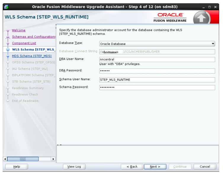 Component- WLS Schema (STEP_WLS_RUNTIME)