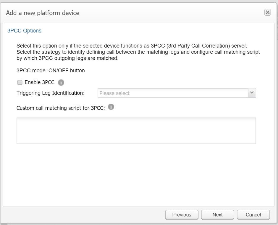 Configuring 3PCC Options Configuring 3PCC Options
