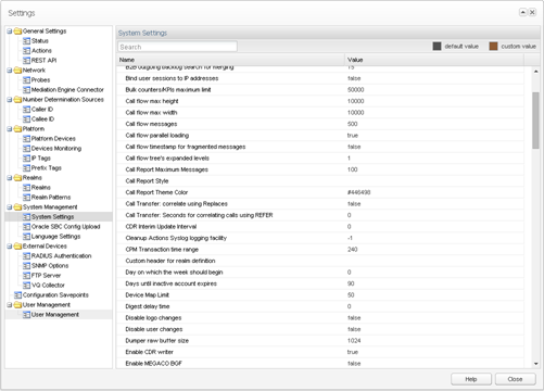 System Settings section from the Settings window System Settings section from the Settings window