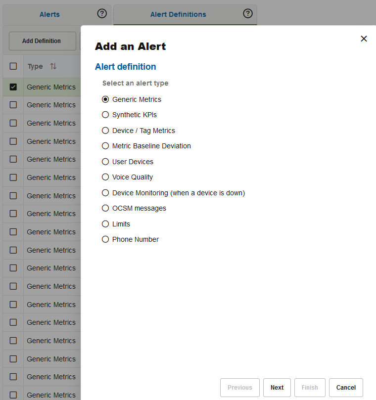 Add an Alert Definition Add an Alert Definition