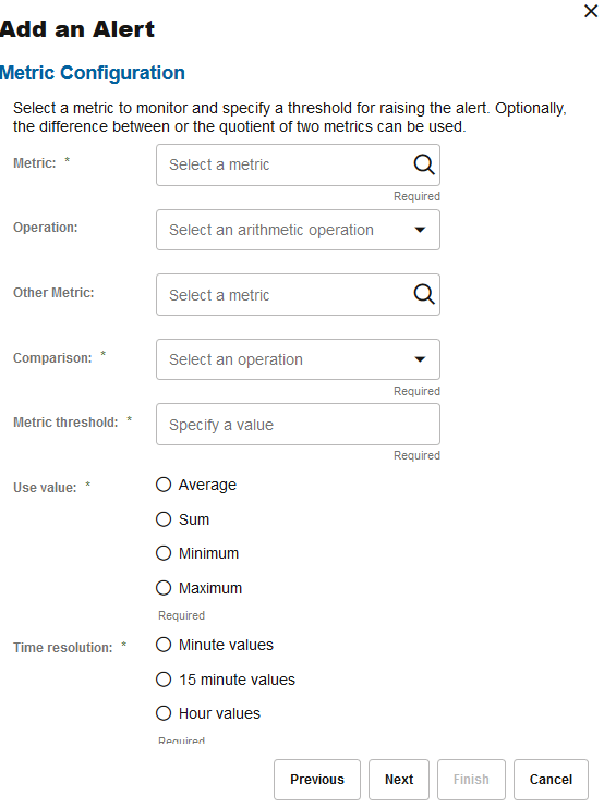 Metric Configuration for Alerts Metric Configuration for Alerts