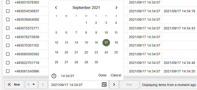 Date picker, which allows you to navigate to an arbitrary point in time Date picker, which allows you to navigate to an arbitrary point in time