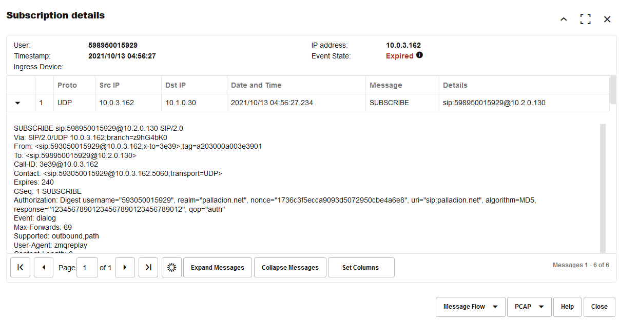 Subscription Details Window with One Expanded Raw Message Subscription Details Window with One Expanded Raw Message