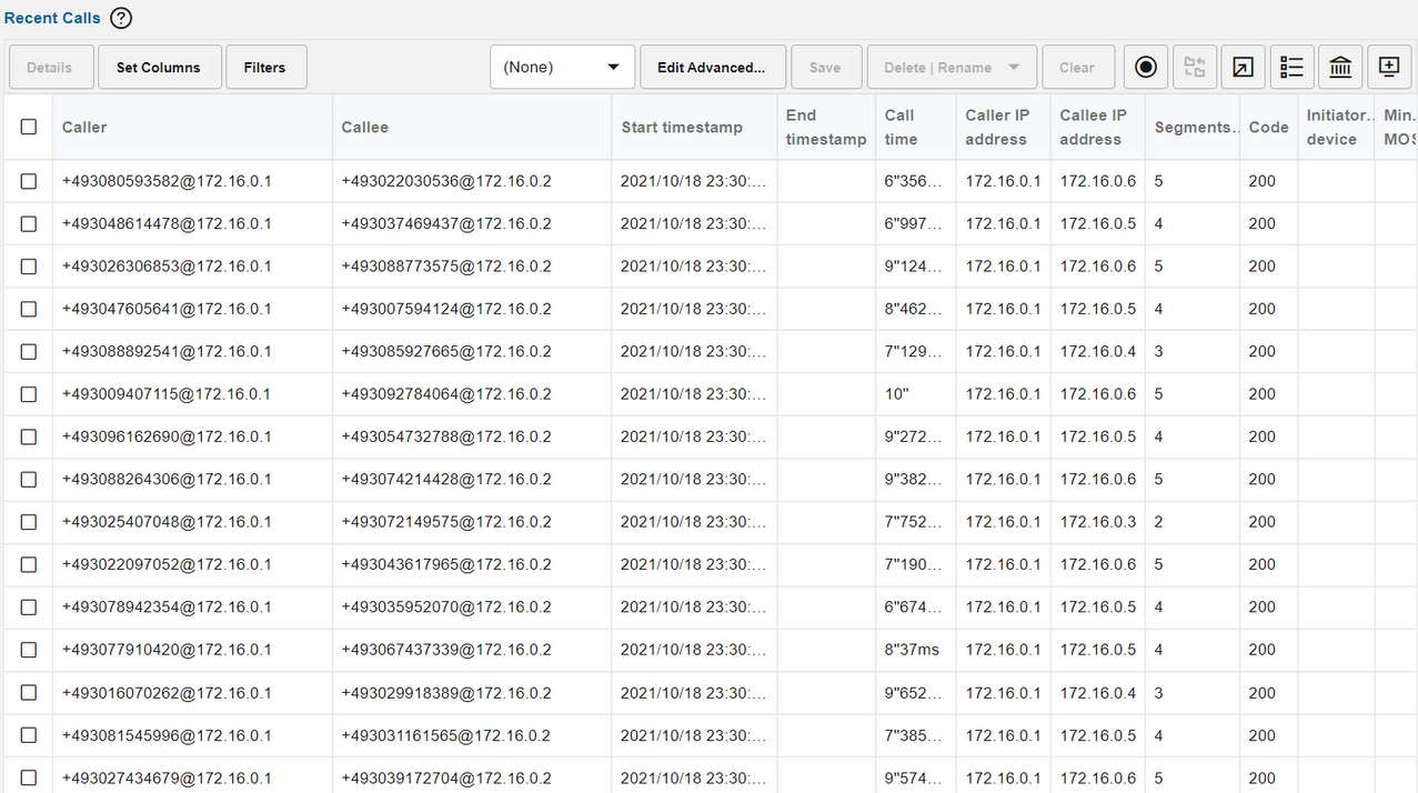 Calls Panel with Use Users Domains Enabled