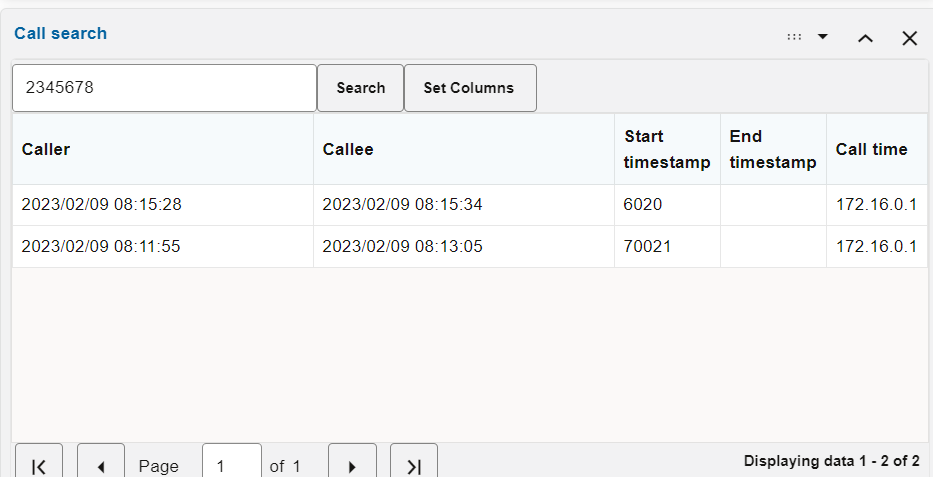 Search for calls Search for calls