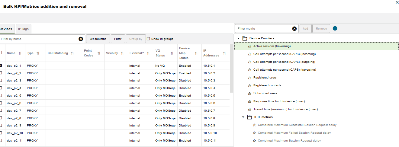 Starting bulk metrics