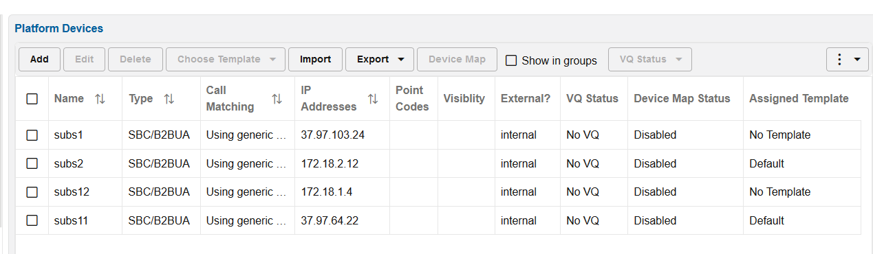 Platform Device settings