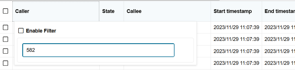 Creating a Filter - Column Header