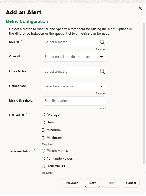 Metric Configuration for Alerts Metric Configuration for Alerts