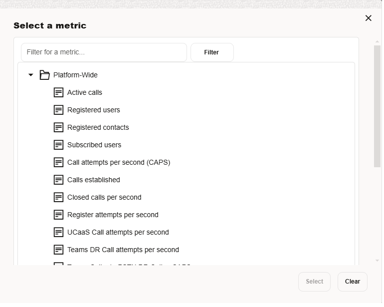 Select a Metric Select a Metric