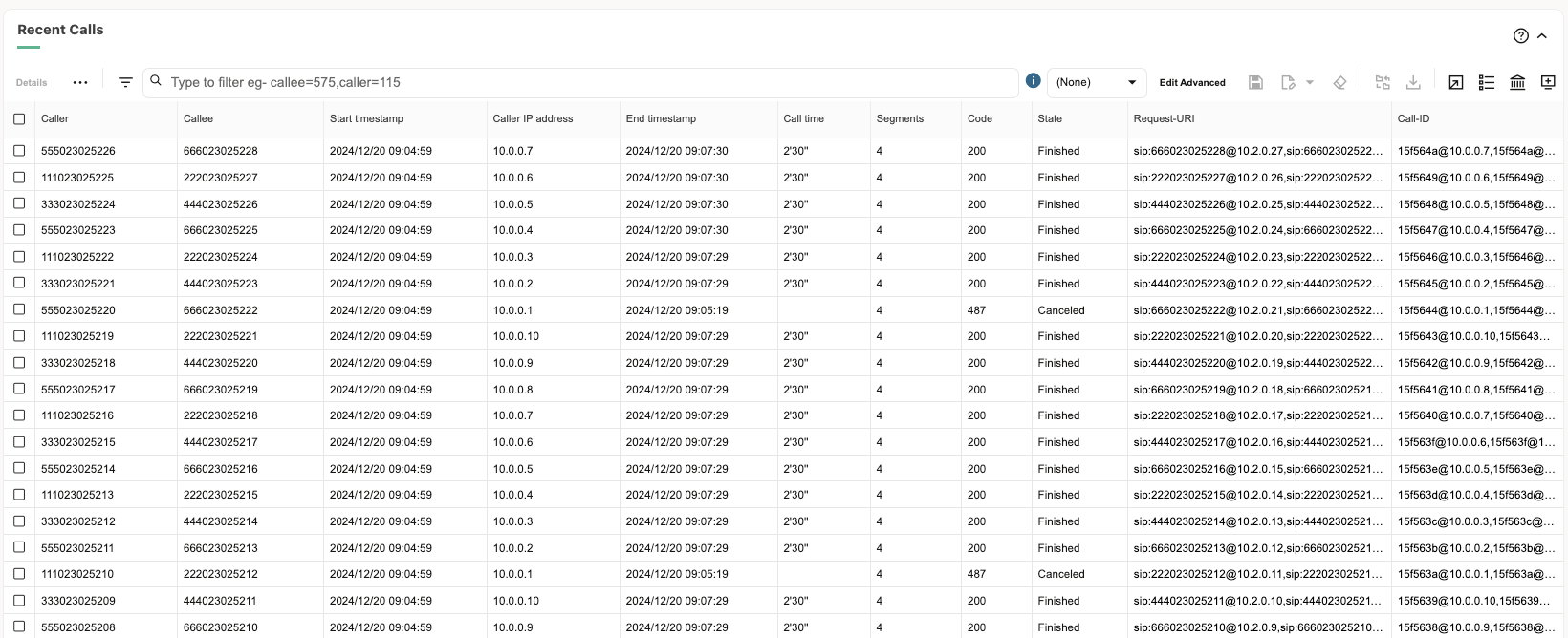 Calls Panel with Use Users Domains Enabled Calls Panel with Use Users Domains Enabled