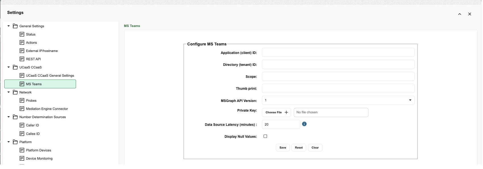 MS Teams Configuration