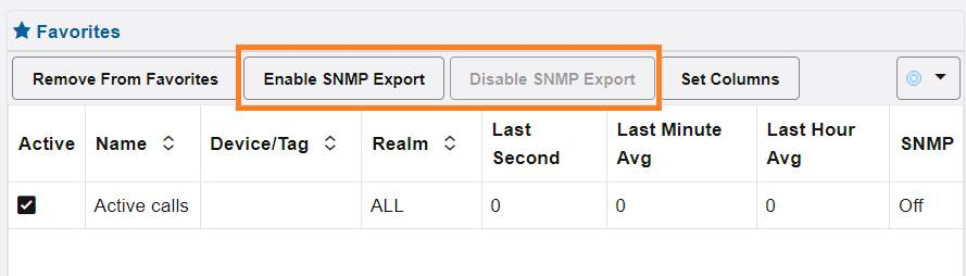 Enable/Disable SNMP Export