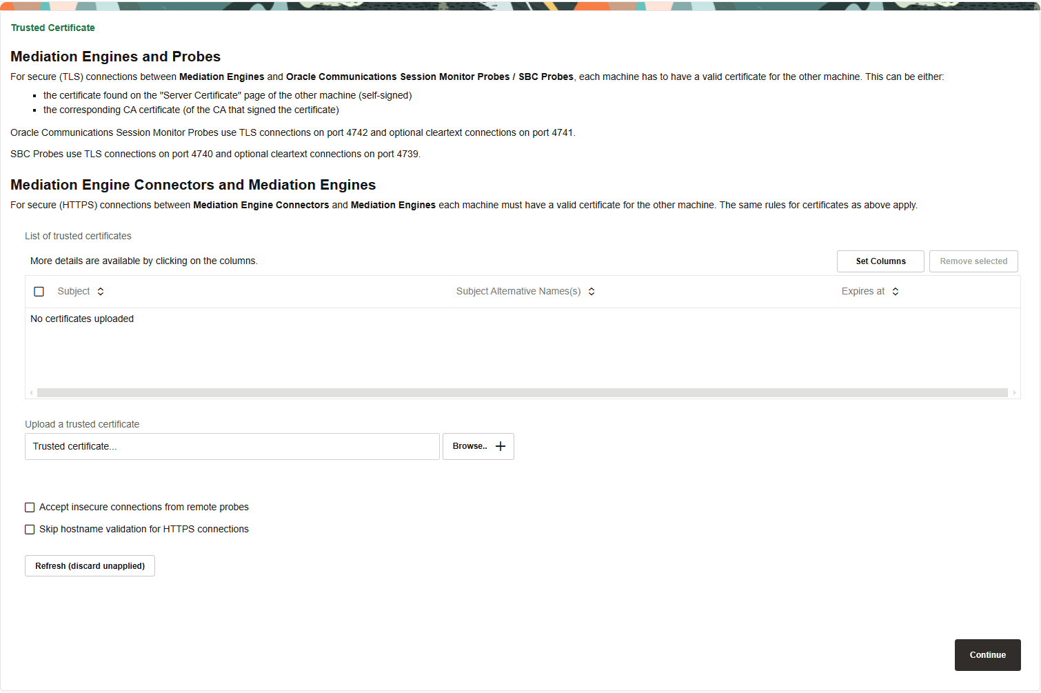 Trusted Certificate page