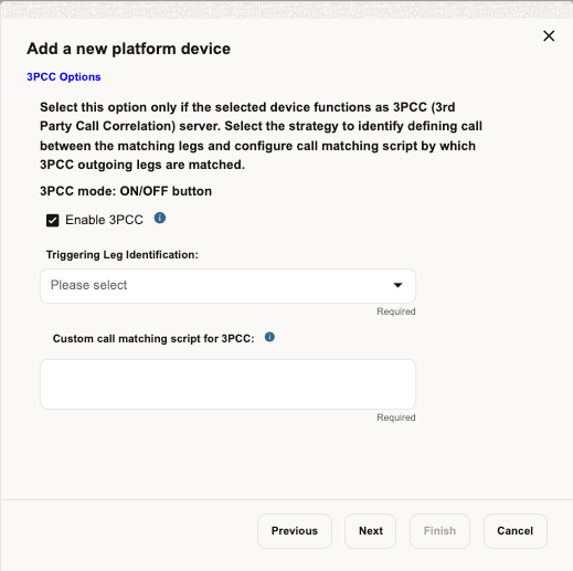 Configuring 3PCC Options