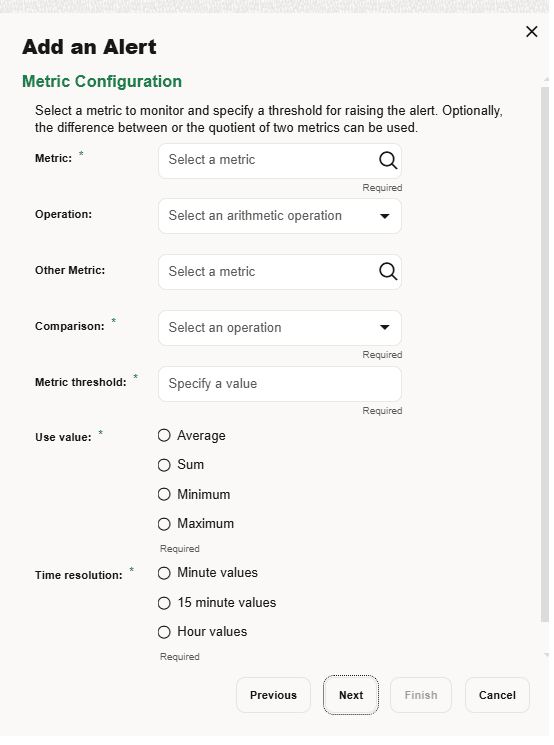 Metric Configuration for Alerts