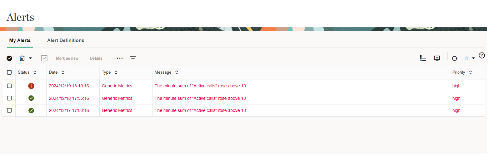 Alerts page