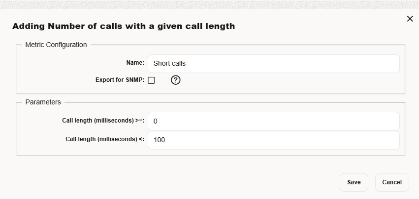 Adding Number of calls with a given call length page