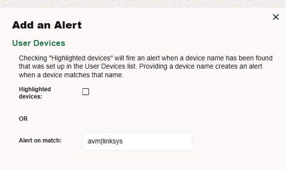 Example configuration for detecting any AVM or Linksys devices