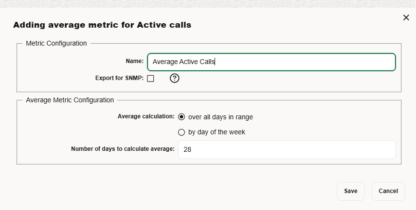 Configuring the Average for a Metric