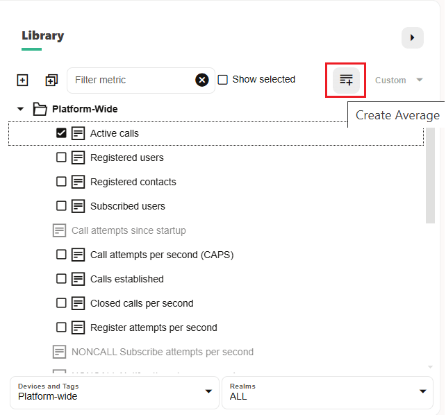 Adding average metric for Active calls page
