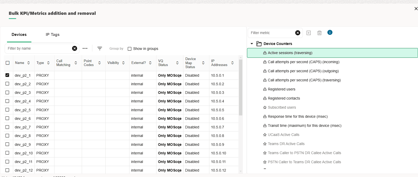 Starting bulk metrics