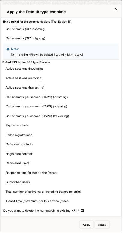Apply the Default type template