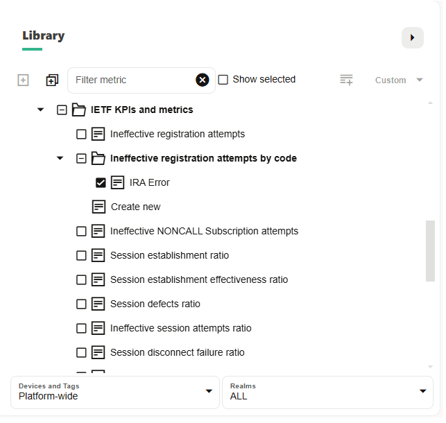 The ineffective registration attempts by code folder is expanded to display the newly created IRA error metric.