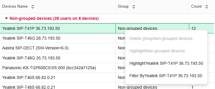Subscriptions right-click menu options